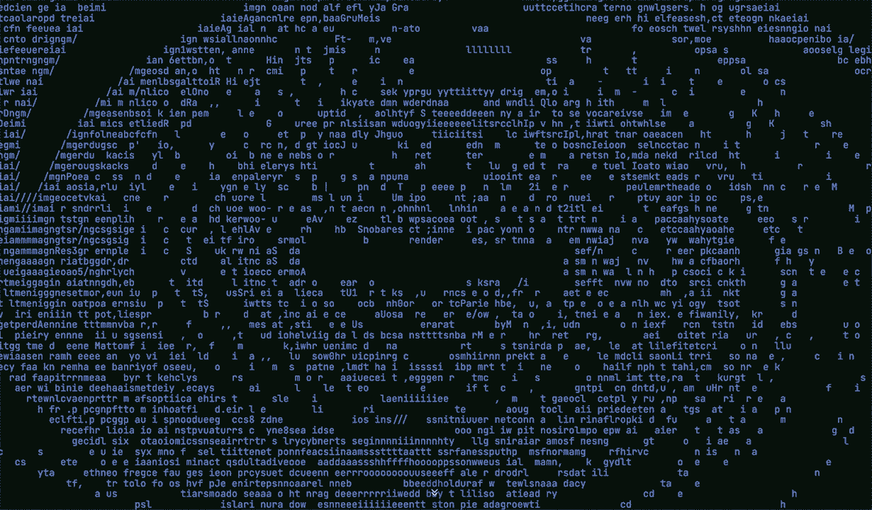 AI ASCII swirling animated text