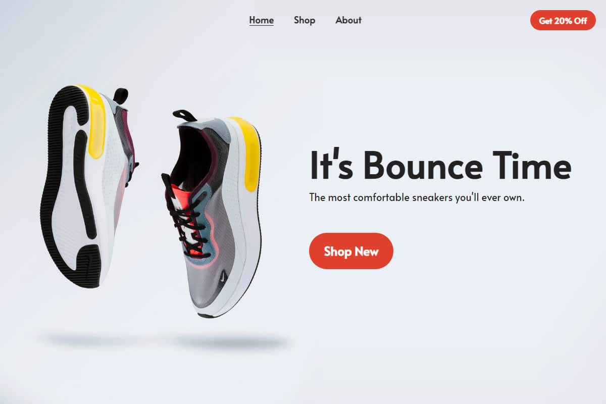 Strikingly - website design sneaker ecommerce template